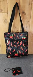 Black Tote Bag With Red Chili Peppers