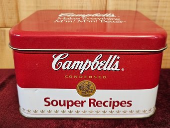 Vintage Campbell's Souper Recipes Tin Box With Recipes