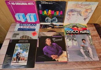 Collection Of Vinyls Inc. Eddie Rabbitt, Streisand, Disco Mania, J. Cash, American Top 40 And More