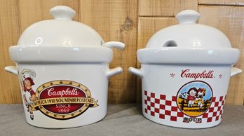 2 Campbells Kids Soup Tureens. One Is Missing Ladle. One Is Repaired. See Photos