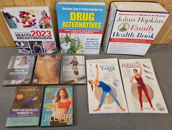 An Assortment Of Health Books And Dvds Incld. Jillian Michaels, Pilates, Yoga And More.