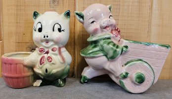 Vintage Porky Pig Flower Pots