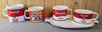 Campbells Soup Tomato Platter With 4 Soup Mugs