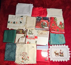 Collection Of Christmas Tablecloths, Place Mats And More