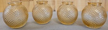 Vintage Mini Amber Hobnail Round Candle Holders