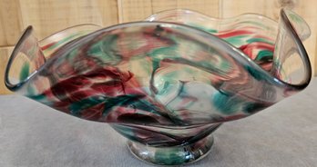 Garden Dimensions Hand Blown Swirl Glass Bowl