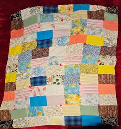 Hand Stitched Patch Work Quilt With Multiple Colors