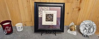 Framed Quote With Stand, 2 Candles And More
