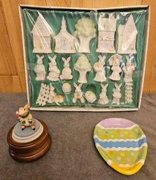 An Assortment Of Easter Decor Incl A Music Box And More