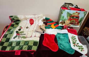 Misc Christmas Hats And Stockings Incl. Wooden Ice Skate Ornament And 4 1/2 X 3 Wall Hanger
