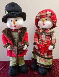 Mr And Mrs Caroling Snowman Figurines 25in Tall!