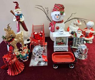 Ceramic Mrs And Mr Claus Figurines Incl. Radio Flyer Wagon, Light Up Figurines, Santa Calendar, And More!