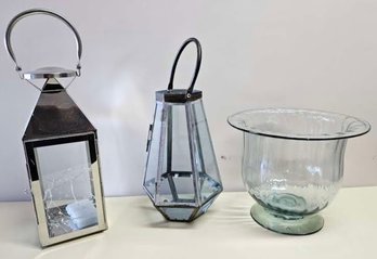2 Lanterns And Heavy Duty Vase