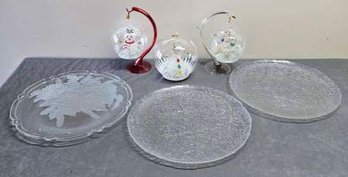 Misc Sorelle Glass Ornaments With Glass Stands As Well As Multiple Serving Trays