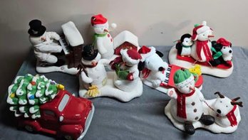Red Truck , Multiple Battery Operated Plush Snowman Decor