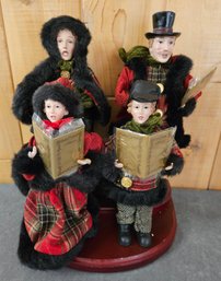 Dickens Christmas Carolers Family Set On Stand Holiday Decor Plaid Victorian