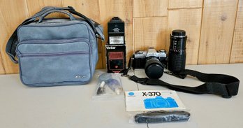 Vintage Minolta X-370 Camera With Extra Lenses, Bag, Accessories And Manual
