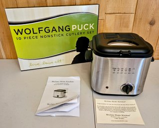 NIB Wolfgang Pack 10 Piece Cutlery Set With Brylane Home Kitchen Mini Air Fryer 1.25 Qt.