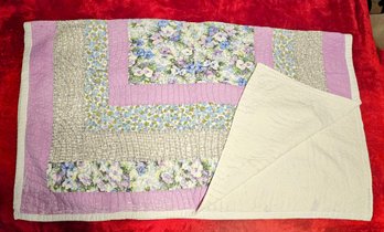 Handstitched Lavender And Floral Patchwork Quilt