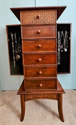 Pier One Imports Large Wooden Jewelry Armoire With Costume Necklaces Included