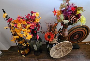 A Large Collection Of Fall Decor Incl Large Centerpieces