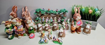 Collection Of Easter Themed Decor Of Mostly Resin Figurines And More (see Photos)