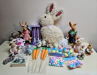 Misc. Easter/spring Decor Incl Decorative Eggs, Resin Figurines, Glitter Vase Fillers And More(see Photos)