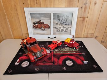 There's No Place Like Home For The Holidays Wall Decor With Metal And Ceramic Dispenser Trucks