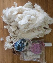 Lot Of Dyed Roving & White Llama Raw/unprocessed Wool