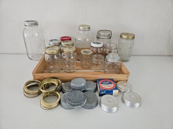 Assortment Of Cool Vintage Glass Jars & Lids