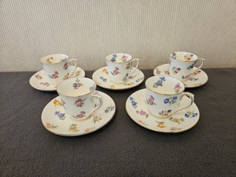 Adorable 10 Piece Floral Bone China Tea Set Made In England (with Extra Saucer)