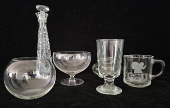 Lot Of Glassware Including Decanter, Mug, Bowls And More