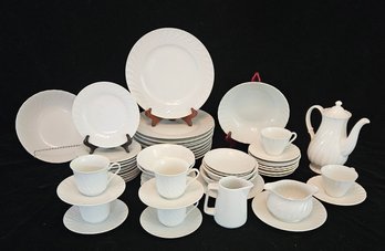 White Dish Set Incl. Serving Bowls & Pitcher, China Gibson, Unmarked