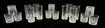 Beautiful Set Of 17 Godinger Cut Glass Juice And Tall Glasses