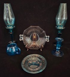 Vintage Avalos Mexican Turquoise  Glass Set Including  Depression Glass