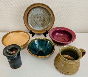 Assorted Pottery Including 3 Bowls, 1 Mug, 1 Vase &1  Plate