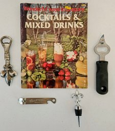 Vintage Bar Essential Including Cocktail Book , Author Fort Bottle Opener, Vintage Coors Bottle Opener