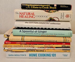 Great Variety Of Cook Books Including Whole Foods, Spoon Full Of Ginger & Home Cooking 101