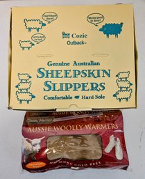 2 Pair Of Wool Slippers Including Cozie Australian Sheep Skin Slippers