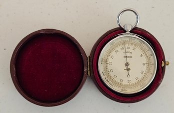 Vintage Pocket Barometer Altimeter By Lufft No 60163 In Case, Made In Germany