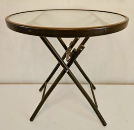 Round Glass Top Folding Outdoor Table