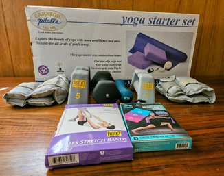 Exercise Lot Incl. Yoga Set (NIB), Pilates Resistance Bands (NIB), Hand & Ankle Weights