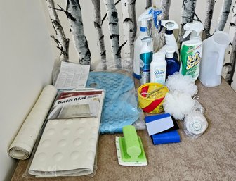 Lot Of Bathroom Items Incl. Bathmats And Cleaners