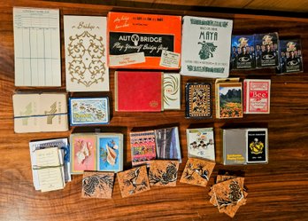 Time For Cards! Vintage Auto Bridge Game,  Bridge Score Cards, Cards Incl.  Tourist, Quilting, Eagles & More