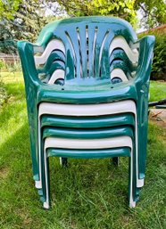 Outdoor Party Chairs Incl. Green And White Plastic Patio Chairs