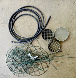 5 Peony Cages, Soaker Hose And Sieves