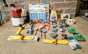 A Nice Lot Of Hose Accessories With Sprinklers, Happy Garden Fertilizer And More