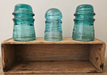 3 Assorted Blue Insulators In Box