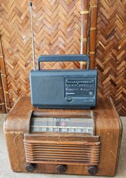 Antique RCA Victor Radio And A Portable GE AM/FM Radio