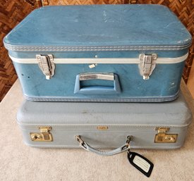 2 Vintage Hard Case Suitcases One Labeled Arflite